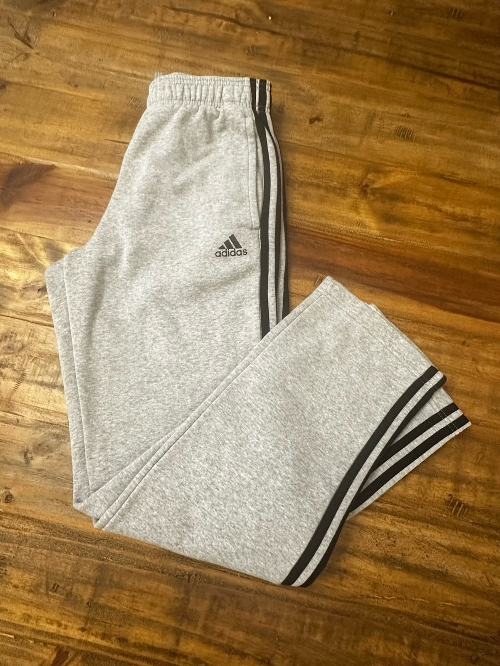 adidas Light Gray Sweatpants with Black Side Stripes